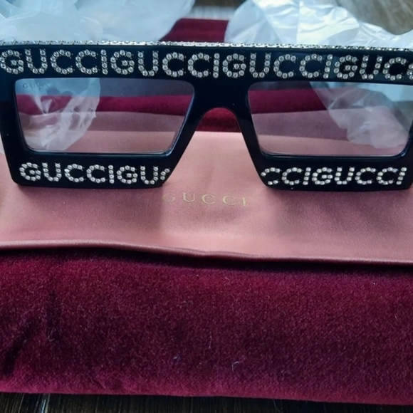 GucciWomen's Swarovski Crystal-Embellished Oversized Rectangular Sunglasses,58mm - Picture 3 of 8